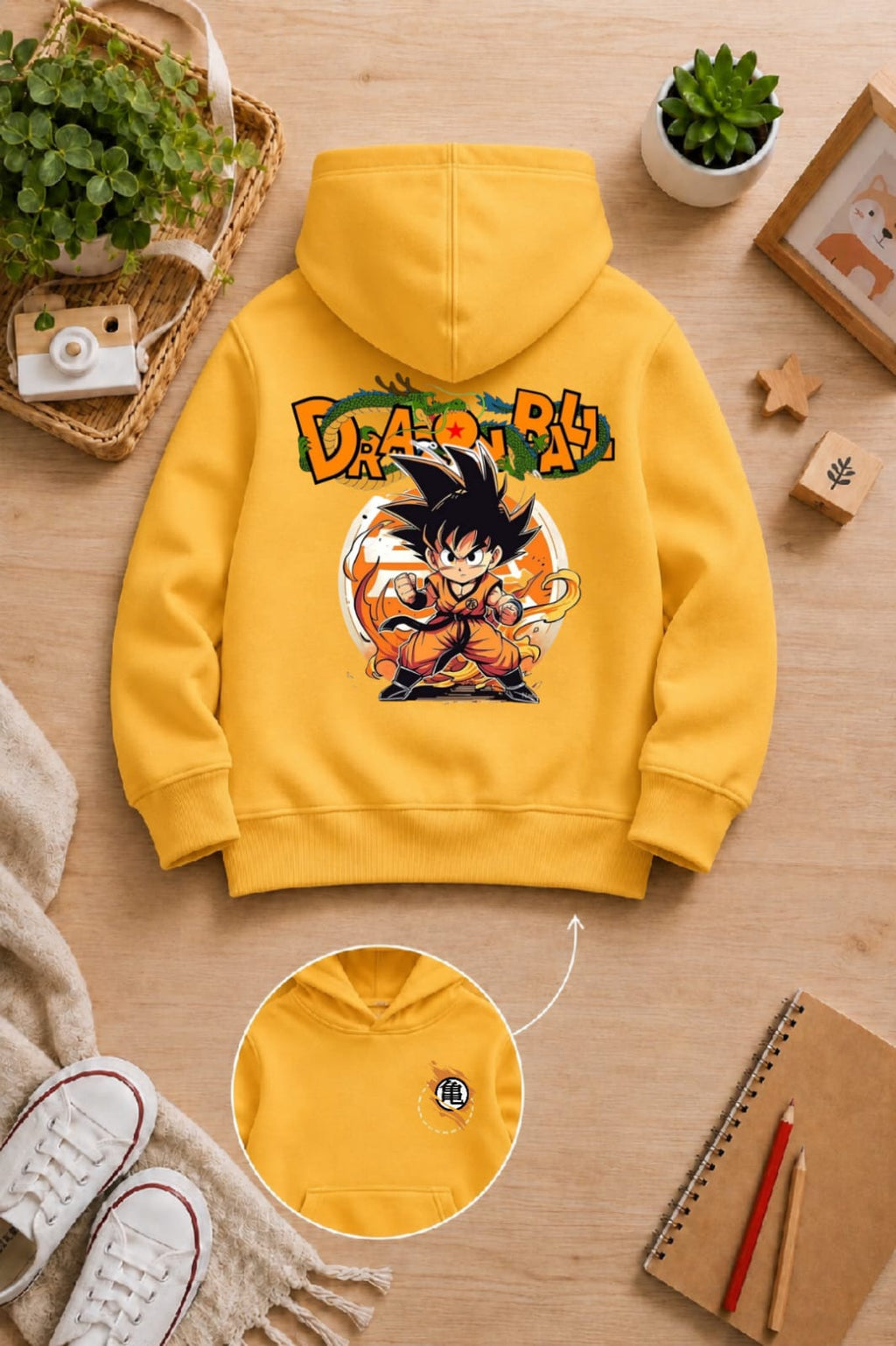 BOYS' yellow Printed Hoodie dragon ball Soft Warm Winter Kids Hoodie