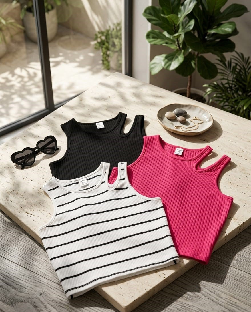 PACK of 3 tank top cotton 100% for girls 