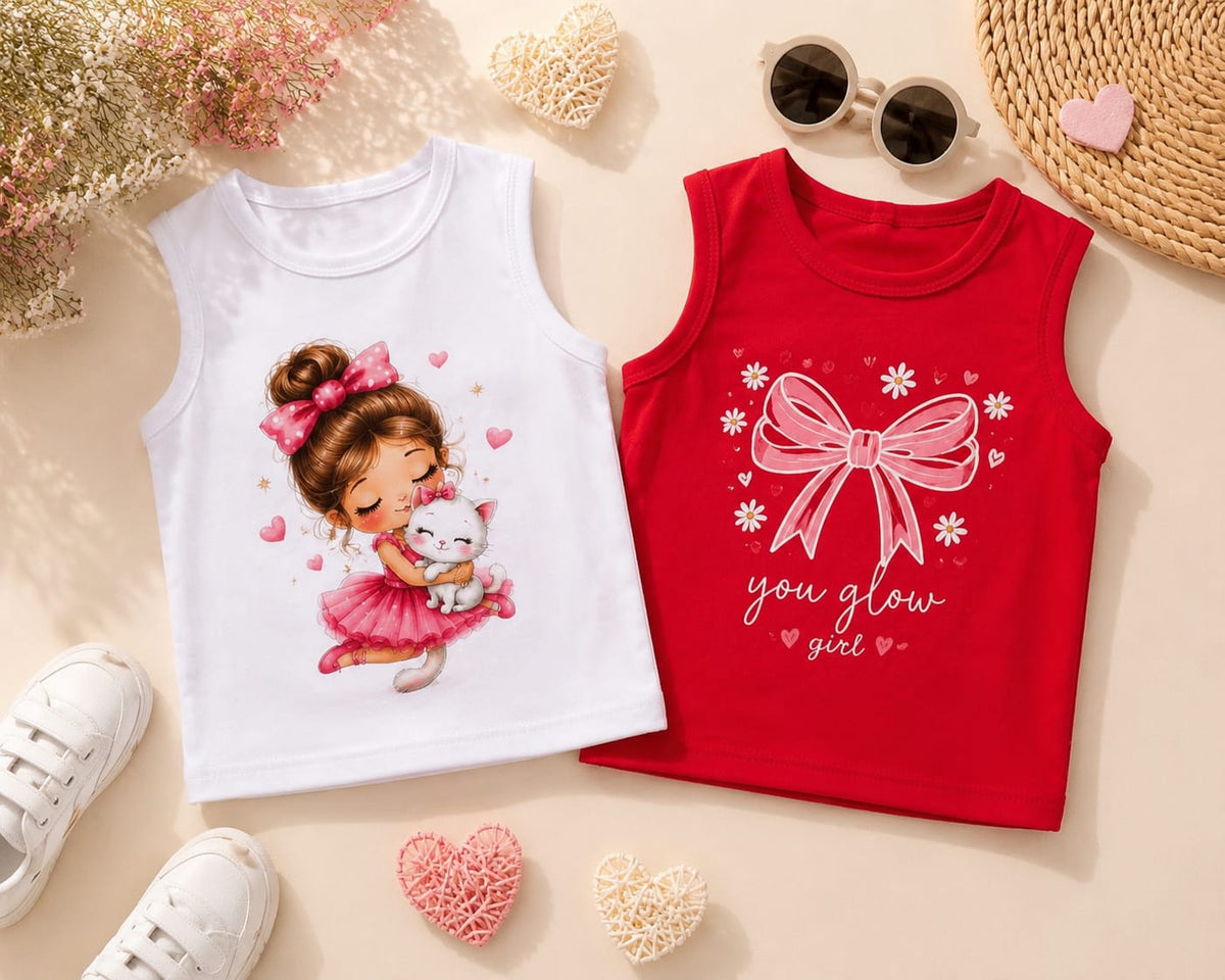 Boys and girls printed summer tops/tank tops/sleeveless