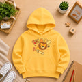 BOYS' yellow Printed Hoodie lion Soft Warm Winter Kids Hoodie