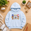 BOYS' baby blue  Printed Hoodie bears Soft Warm Winter Kids Hoodie