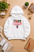 BOYS' white Printed Hoodie marvel Soft Warm Winter Kids Hoodie