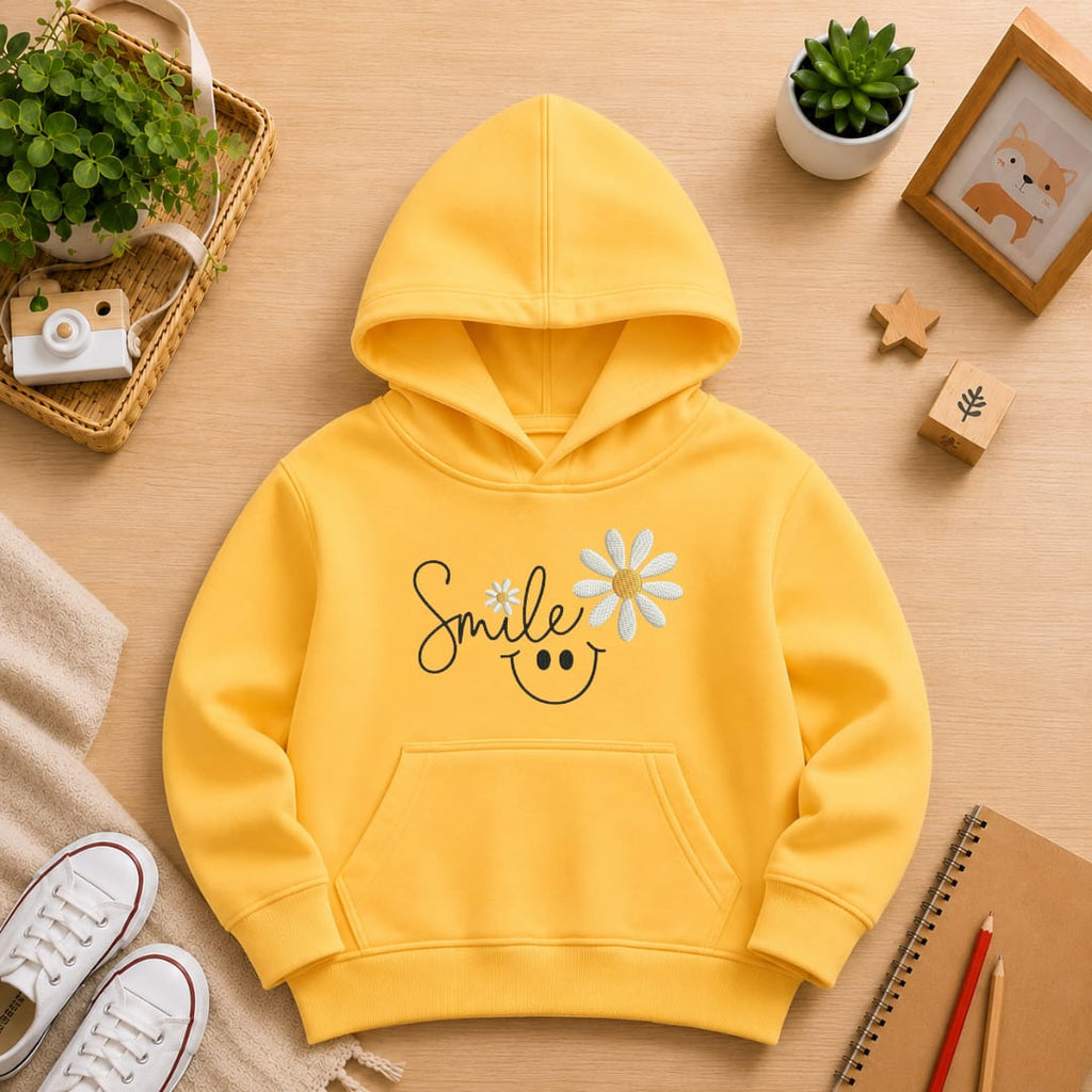 Girls' yellow Printed Hoodie smile Soft Warm Winter Kids Hoodie (Copy)