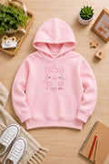Girls' Pink Printed Hoodie  Soft Warm Winter Kids Hoodie