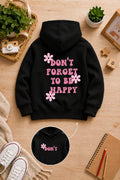 Girls' black Printed Hoodie flower  Soft Warm Winter Kids Hoodie