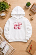 Girls' white Printed Hoodie cherry Soft Warm Winter Kids Hoodie