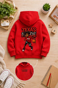 BOYS' red Printed Hoodie texas Soft Warm Winter Kids Hoodie