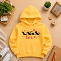 Girls' yellow Printed Hoodie cats Soft Warm Winter Kids Hoodie