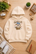 BOYS' beige Printed Hoodie good luck Soft Warm Winter Kids Hoodie (Copy)