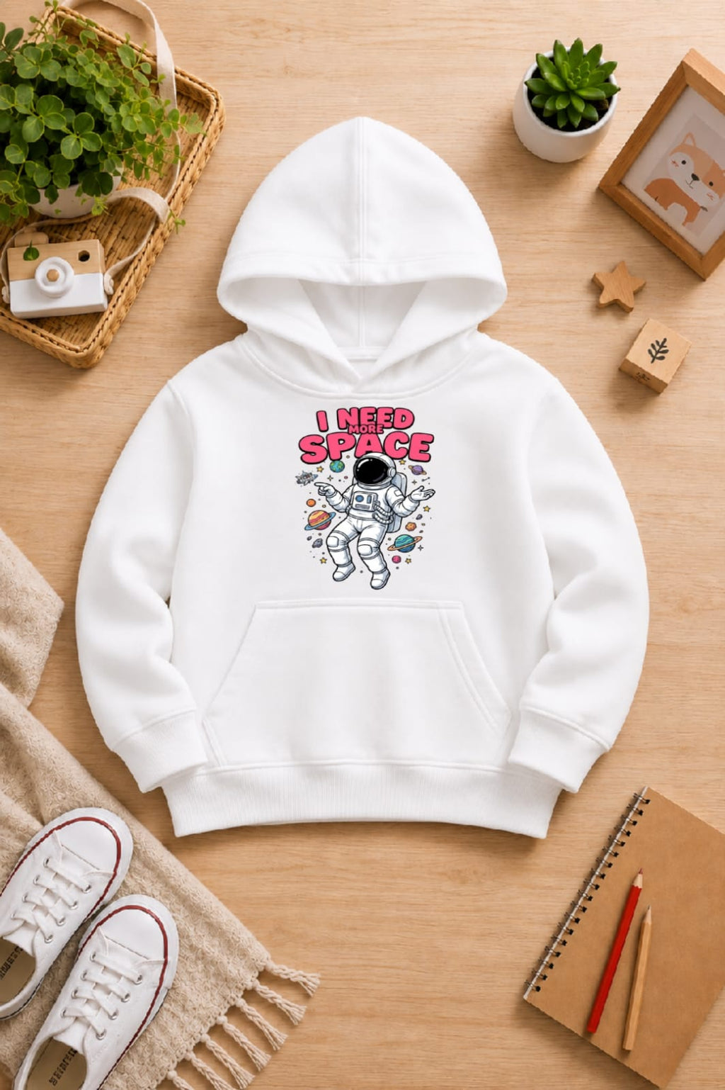 BOYS' white Printed Hoodie space Soft Warm Winter Kids Hoodie