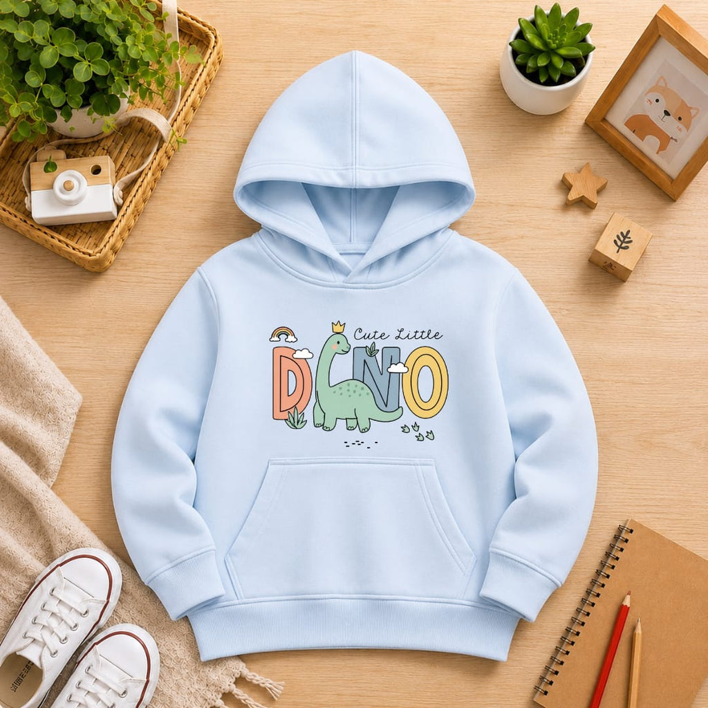 BOYS' baby blue  Printed Hoodie dino Soft Warm Winter Kids Hoodie