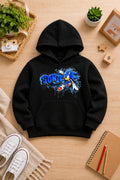BOYS' black Printed Hoodie sonic Soft Warm Winter Kids Hoodie