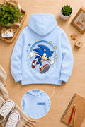 BOYS'baby blue  Printed Hoodie sonic Soft Warm Winter Kids Hoodie