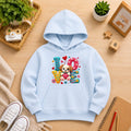 Girls' baby blue Printed Hoodie love dog Soft Warm Winter Kids Hoodie